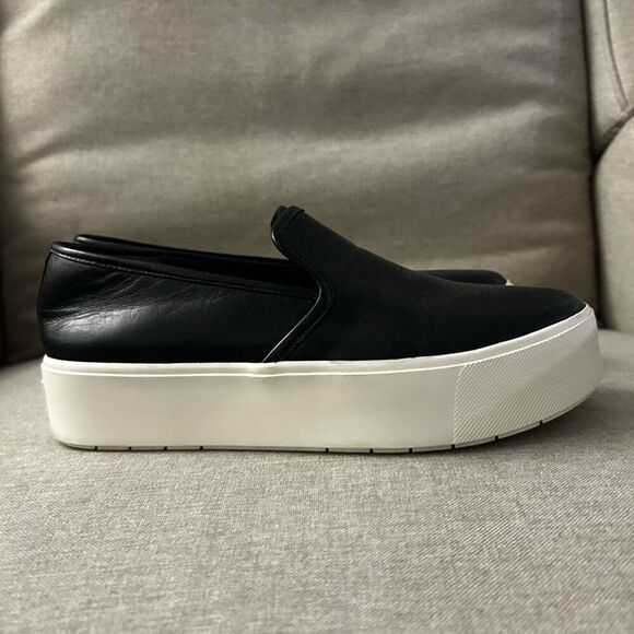 Vince Black Warren Leather Sneaker Platform Slide Sneaker Size 5M EU 35 Slip On - Picture 5 of 9